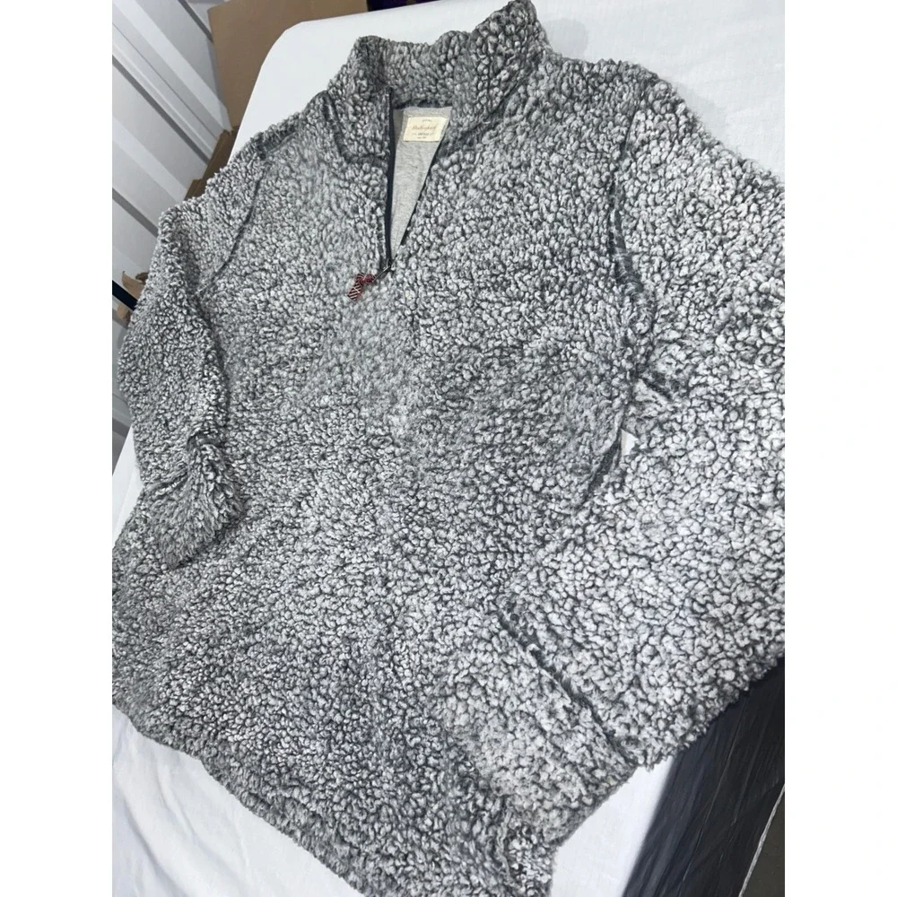 Weatherproof Vintage Mens Gray Sherpa Fleece Quarter Zip Pullover‎ Sweater